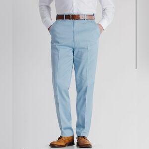 Peter Christian Finest Silk Cotton Sky Blue Chino Pants Luxury Flex Waist 36